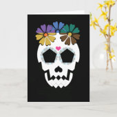 Schedel met Bloemen Kaart (Gele Bloem)