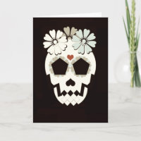 Schedel met bloemen Sepia Wenskaart