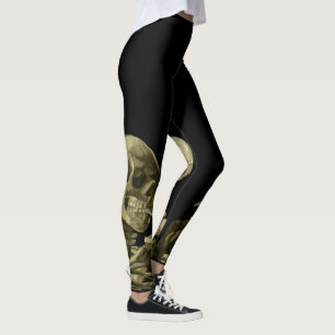 Schedel met brandende sigaret van Vincent van Gogh Leggings