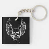 Schedel met etherische vleugels sleutelhanger (Achterkant)