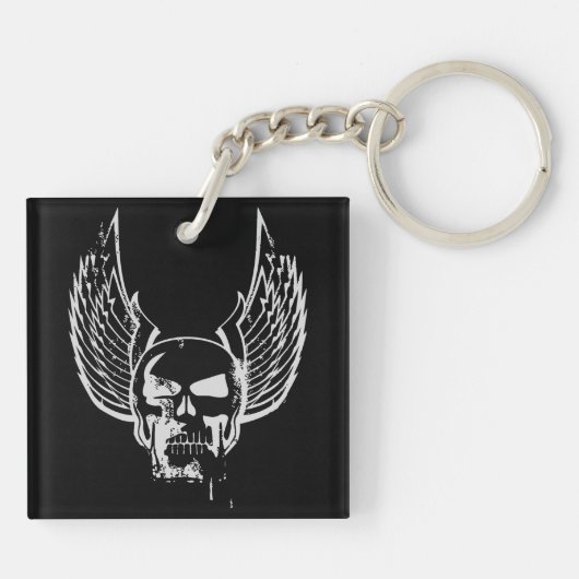 Schedel met etherische vleugels sleutelhanger (Achterkant)