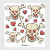 Schedel met harten Icon Set Stickers (Vel)