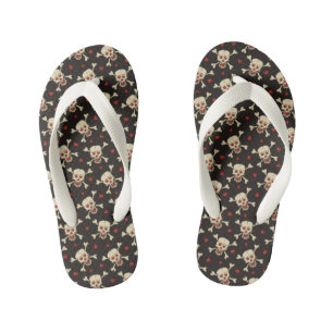 Schedel met Hartjes Patroon Kinder Teenslippers