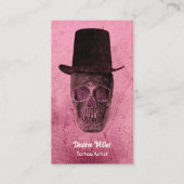 Schedel met hoge hoed Gothic Pink Girly Gothic Visitekaartje (Voorkant)