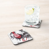 Schedel met hoofdtelefoon ontwerp bier onderzetter (Rechterzijde)