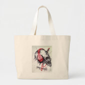 Schedel met hoofdtelefoon ontwerp grote tote bag (Voorkant)