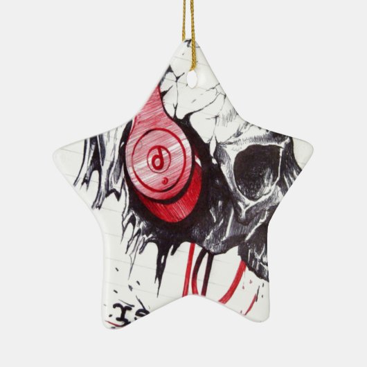 Schedel met hoofdtelefoon ontwerp keramisch ornament (Rechts)
