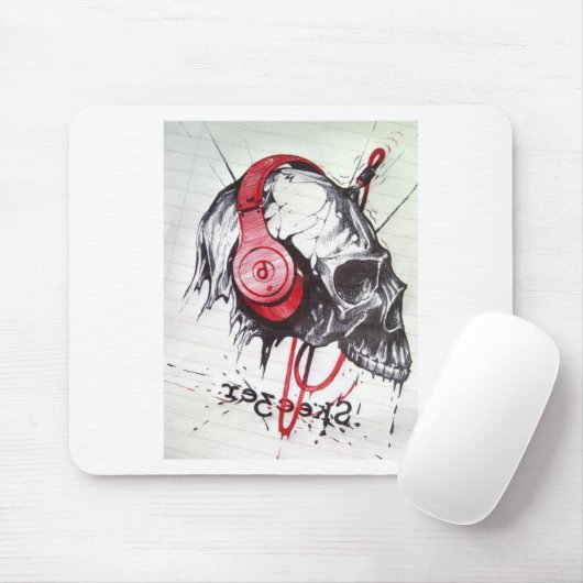 Schedel met hoofdtelefoon ontwerp muismat (Met muis)