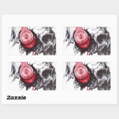 Schedel met hoofdtelefoon ontwerp rechthoekige sticker (Vel)