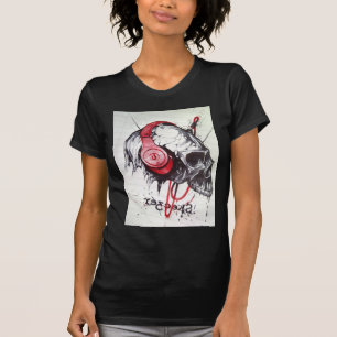 Schedel met hoofdtelefoon ontwerp t-shirt