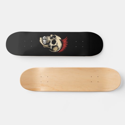 Schedel met Mohawk Punk Rock Skateboard (Horizontaal)