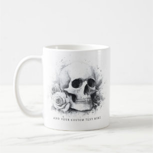 Schedel met rozen aquarelschildering koffiemok