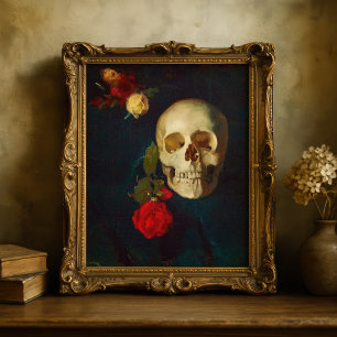 Schedel met Rozen Carl Schuch Poster