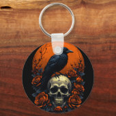 Schedel met Rozen & Crow Gothic Sweatshirt Sleutelhanger (Achterkant)