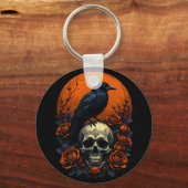 Schedel met Rozen & Crow Gothic Sweatshirt Sleutelhanger (Voorkant)
