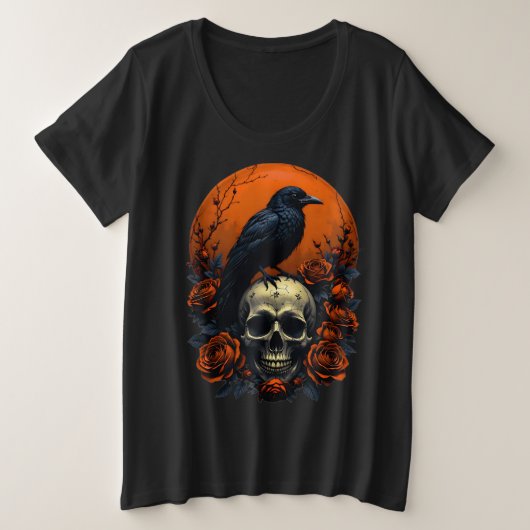 Schedel met Rozen & Crow Gothic T-Shirt (Design voorkant)