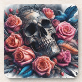 Schedel met Rozen en Bluebird Bier Onderzetter (Voorkant)