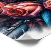 Schedel met Rozen en Bluebird Poster (Hoek)