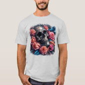 Schedel met Rozen en Bluebird T-shirt (Voorkant)