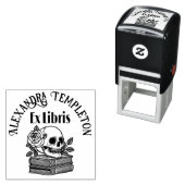 Schedel met Rozen op boeken #5PS met Ex Libris Naa Zelfinktende Stempel (In situ)