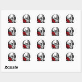 SCHEDEL MET ROZEN PRINT RONDE STICKER (Vel)