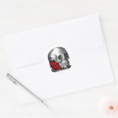SCHEDEL MET ROZEN PRINT RONDE STICKER (Envelop)