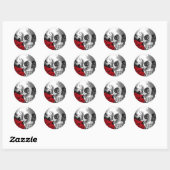 SCHEDEL MET ROZEN  PRINT RONDE STICKER (Vel)