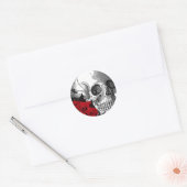 SCHEDEL MET ROZEN  PRINT RONDE STICKER (Envelop)