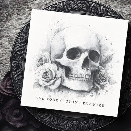 Schedel met rozen waterverfschilderij servet