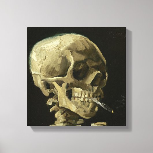 Schedel met sigaret van Van Gogh Verpakt Canvas (Voorkant)