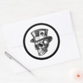 Schedel met Tophat Ronde Sticker (Envelop)