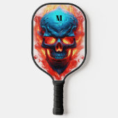Schedel met vlammen Modern Monogram Pickleball Paddle (Achterkant)