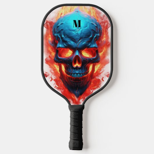 Schedel met vlammen Modern Monogram Pickleball Paddle (Achterkant)