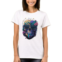 Schedel met zonnebril en bloemen