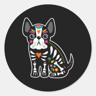 Schedel Mexicaanse Franse buldog Halloween dag van Ronde Sticker