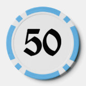 Schedel n Botten 50 lichtblauw gestreepte pokerchi Poker Chips (Achterkant)