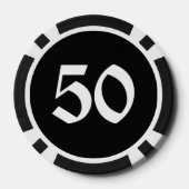 Schedel n Botten zwart 50 gestreepte poker chip (Achterkant)