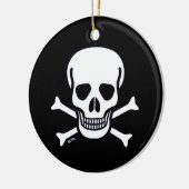 Schedel n Botten zwart rond keramisch ornament 2 z (Links)