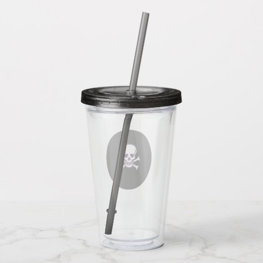 Schedel n Botten zwarte rook acryl tuimelaar Acryl Drinkbeker (Achterkant)