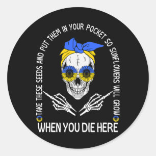 Schedel, neem deze zaden en stop ze in je zak ronde sticker
