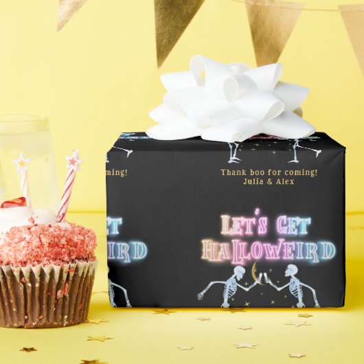 Schedel Neon Halloween Halloweird Dansende Skelett Cadeaupapier (Verjaardagsfeest)