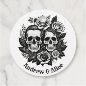 Schedel paar aangepaste naam T-Shirt Bedankjes Labels (Achterkant)