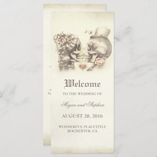 Schedel Paar Dodelijk Bruiloft Programma's (Voorkant / Achterkant)