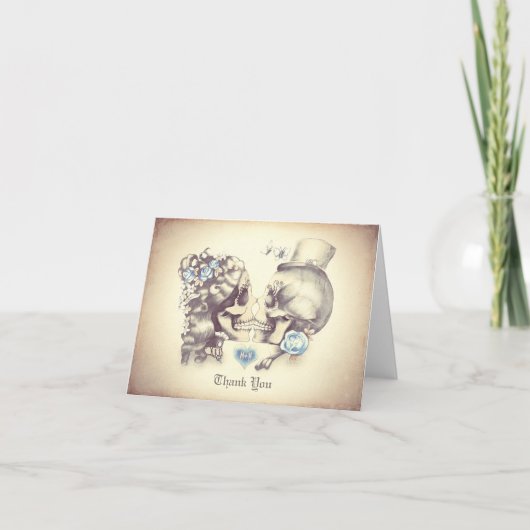 Schedel paar trouwkaarten voor dankjewel bedankkaart (Voorkant)