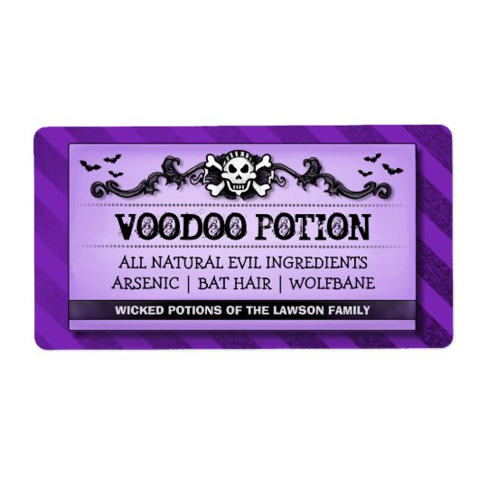 Schedel Paarse Streep Aangepaste Drink of Treat La Etiket (Voorkant)