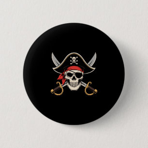 Schedel piraat jolly roger vlag halloween grappig ronde button 5,7 cm