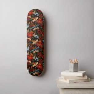 Schedel Pistool snd Roses Graffiti patroon   Skateboard