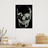 Schedel Pop Art Grijs Zwart Unique Special Poster (Keuken)
