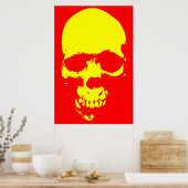 Schedel Pop Art Rood & Geel Poster (Keuken)