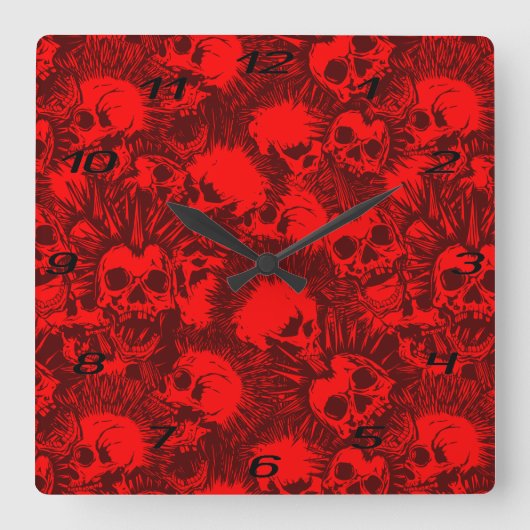 schedel punk vierkante klok (Voorkant)